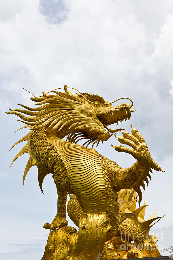 Colorful golden dragon statue Photograph by Tosporn Preede - Pixels