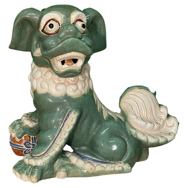 Vintage Large Ceramic Foo Dog Statue For Sale at 1stDibs | large foo