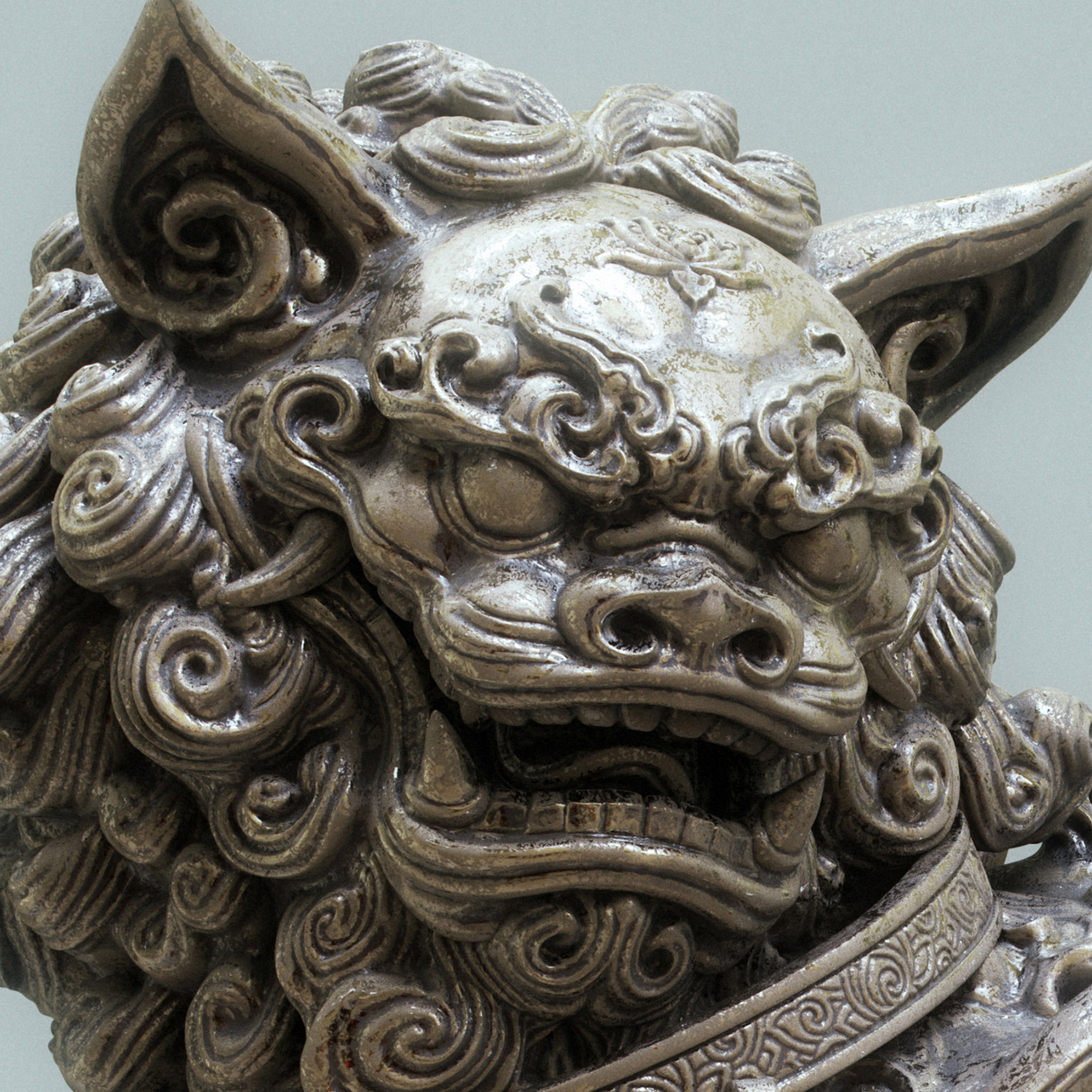 Zhelong's art - A Chinese lion statue(Bronze version )