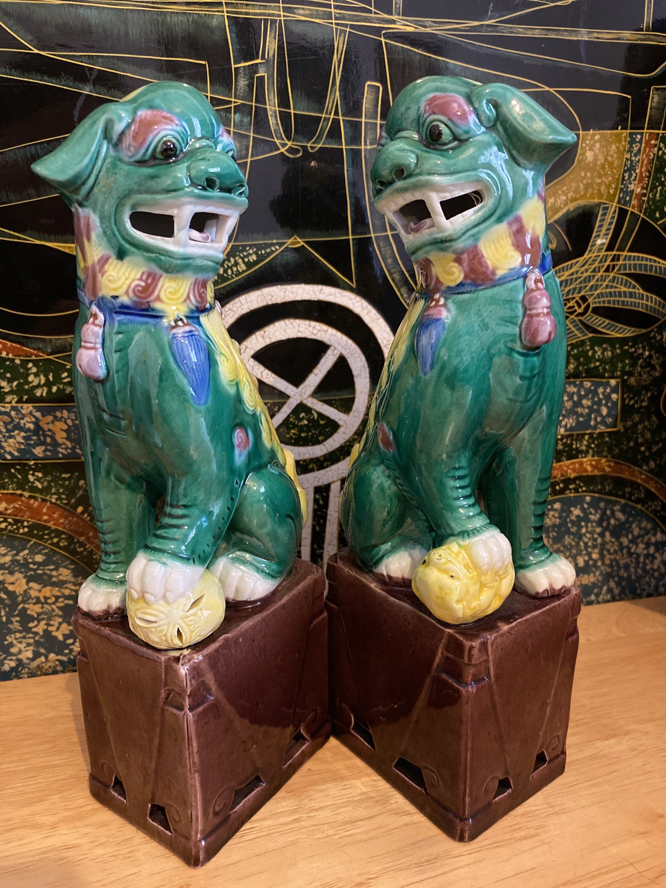 Pair of Chinese Famille Verte Foo Dogs on Stands Majolica | Etsy | Foo