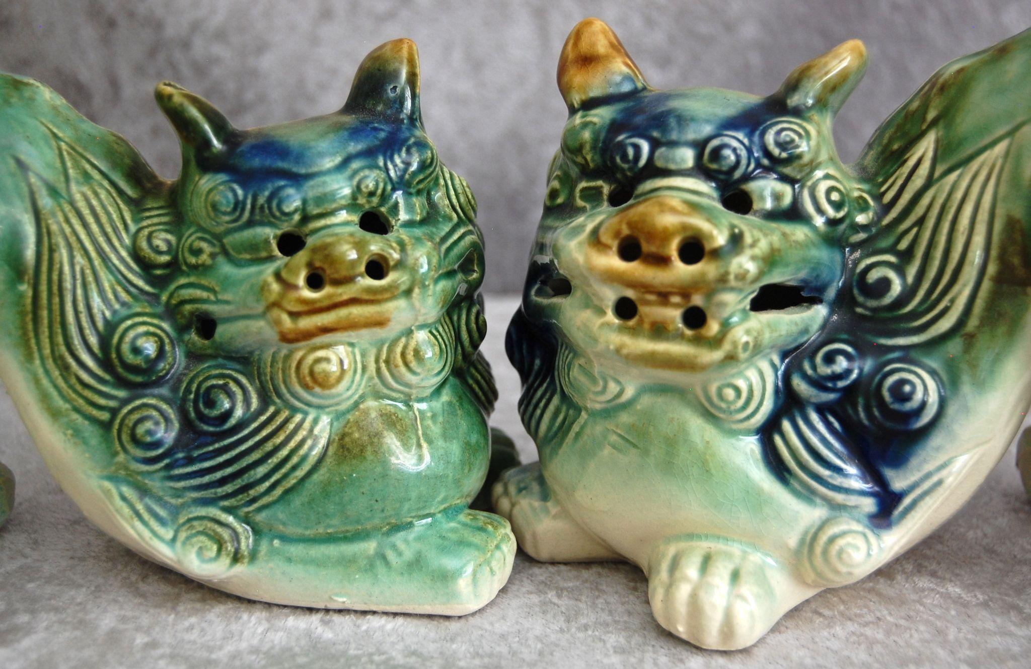 Vintage Ceramic Foo Dog Pair from thedevilduckcollection on Ruby Lane