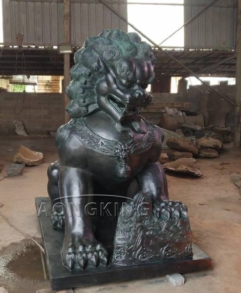 Bronze foo dog statue - bronze cast|modern art|vivid decor