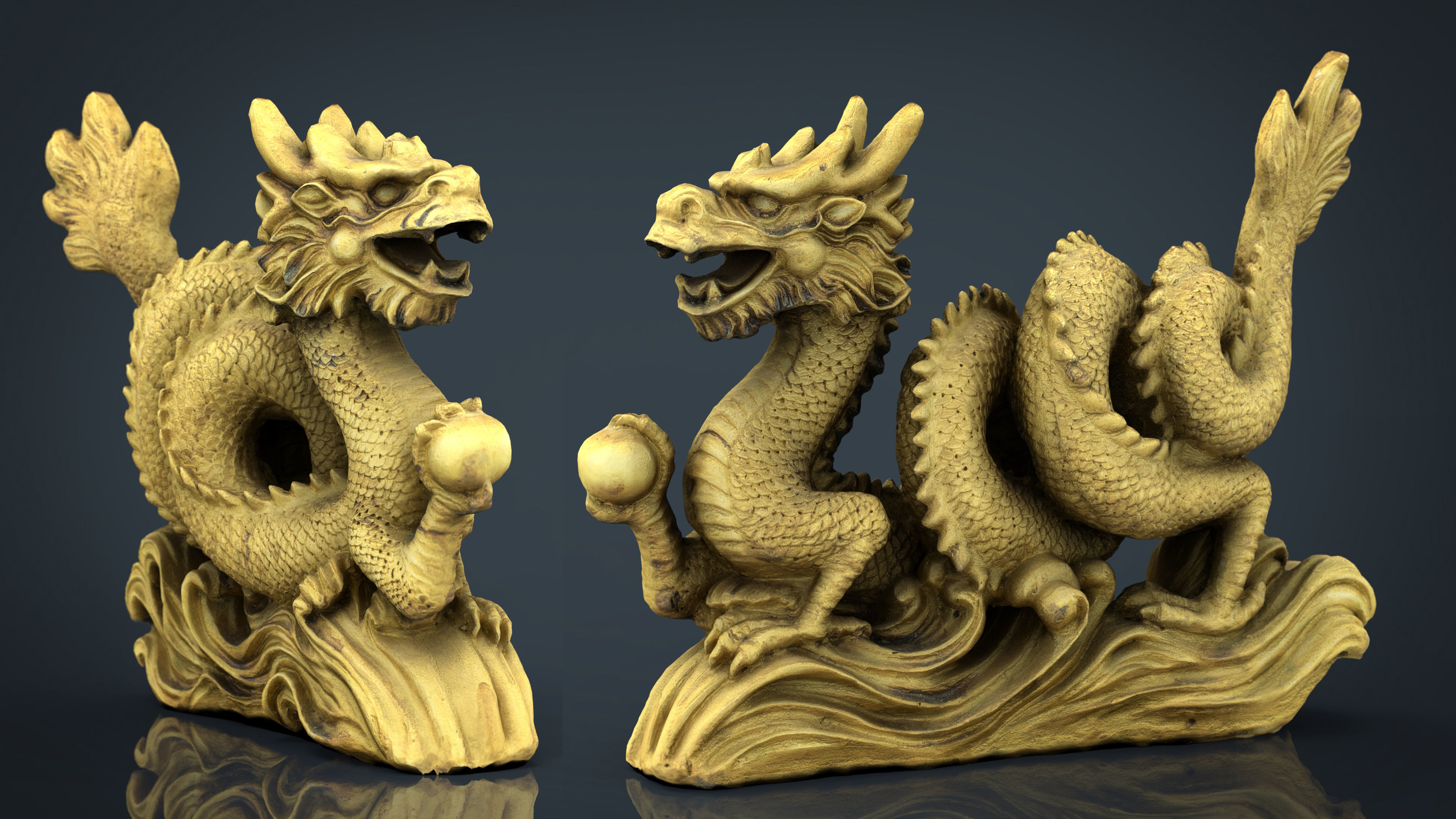 3D model Chinese dragon statue 2 VR / AR / low-poly | CGTrader