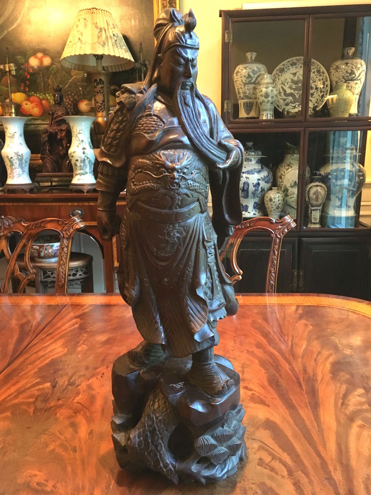 A Large Chinese Antique Carved Wooden Statue