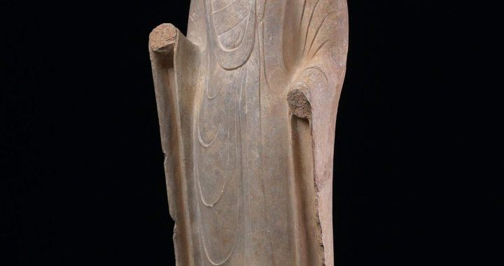 qing dynasty statue A stone sculpture of guanyin, qing dynasty (1644-1912).