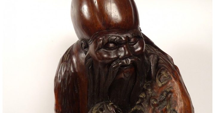 shou lao statue Antique chinese carved wood figure statue immortal shou lao xing 16.5