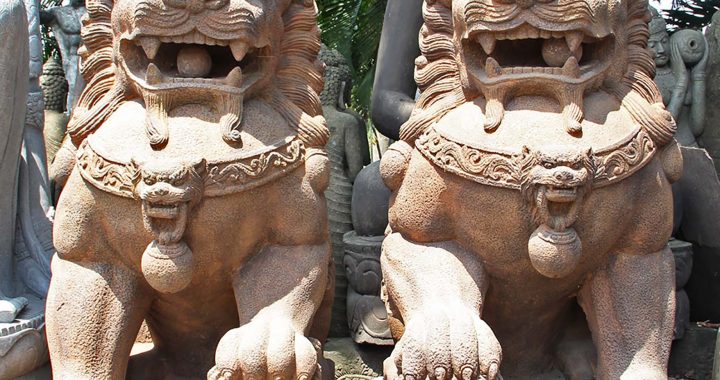 outdoor foo dog Foo statues dog outdoor lot monumental pair stone