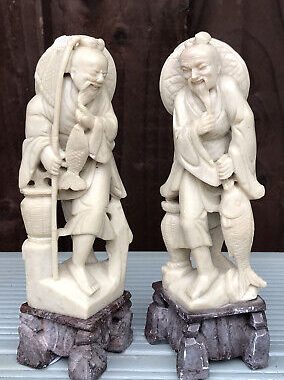 old chinese fisherman statue Hand carved chinese fisherman statue