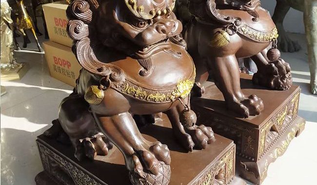 chinese foo dog statues for sale Pair of extra large bronze chinese foo dogs keiloon fu temple statue