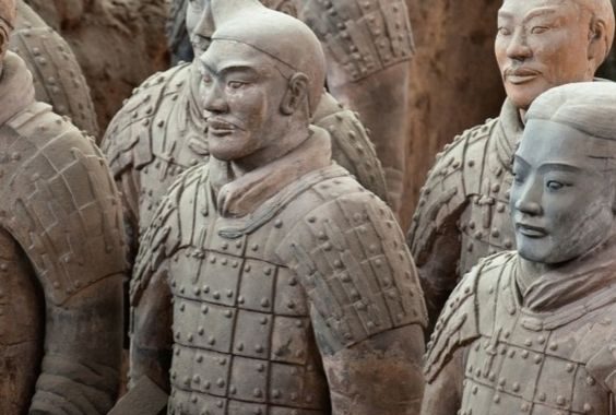 chinese army of statues Statues of the chinese army stock photo