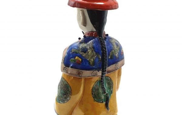 mandarin statue Grande statue mandarin chinois assis polychrome