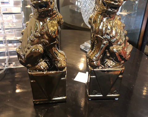 ceramic foo dogs figurines Foo ceramic figurines pair dog gold chairish