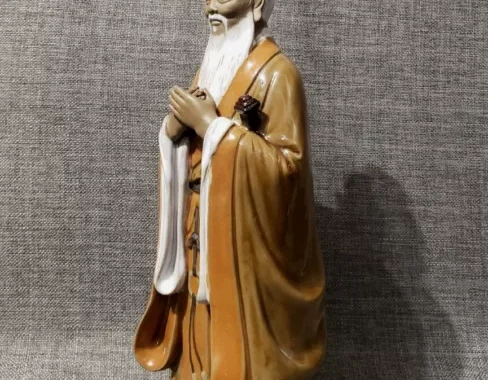 chinese old man statue Vintage mud man figurine chinese old man statue ceramic beard china $29