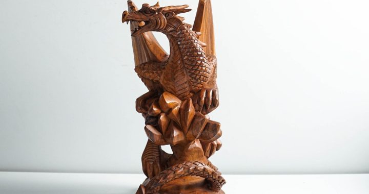 wooden chinese dragon statue Wood fire dragon