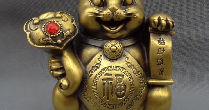 chinese gold cat statue Waving feng wealth shui maneki neko inspirasi figurines fortune