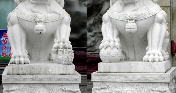 chinese marble lion statues Statues foo chinese dog lion statue life size marble sale outdoor guardian mokk white large driveway garden fu front ornaments